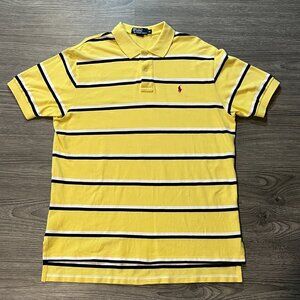 Polo Ralph Lauren Mens (XL) Striped Yellow Polo Shirt